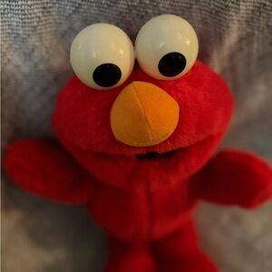Elmo Vibrant Red Plush Bird Toy with Orange Beak